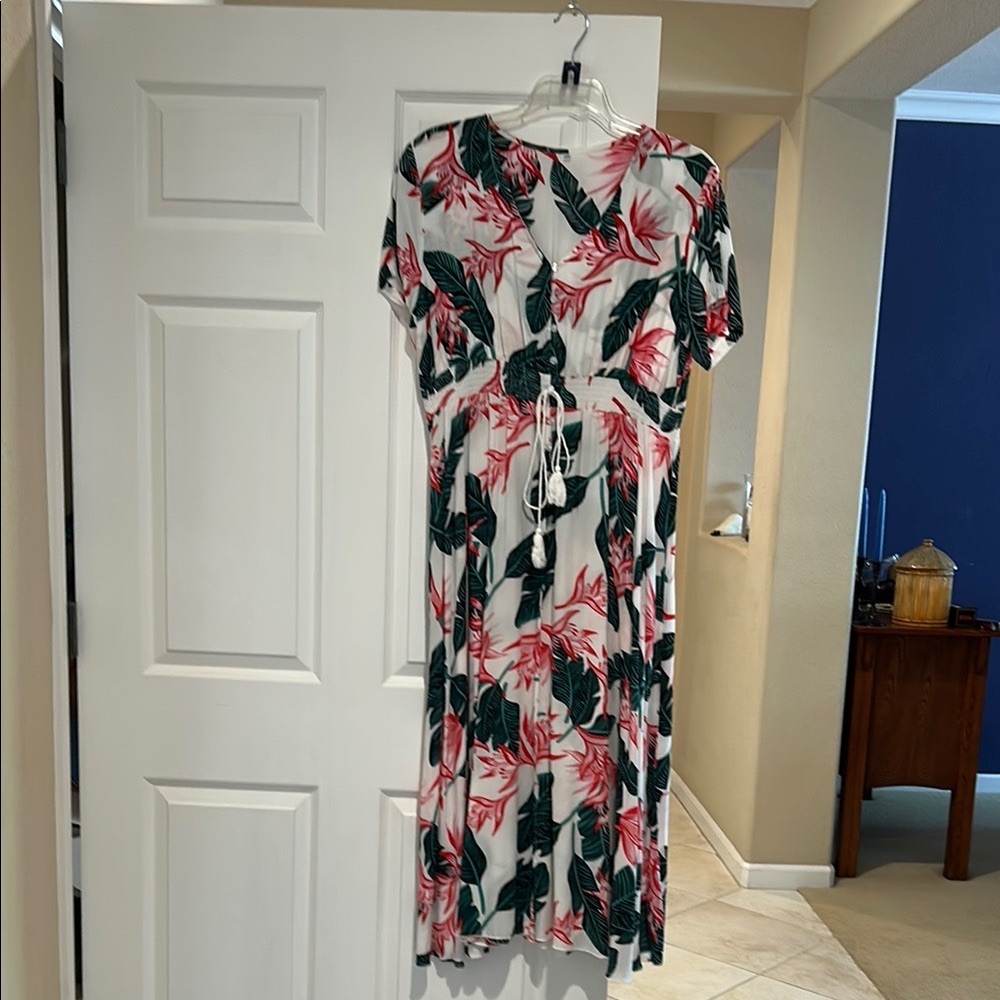 Floral Maxi Dress with Tie Waist